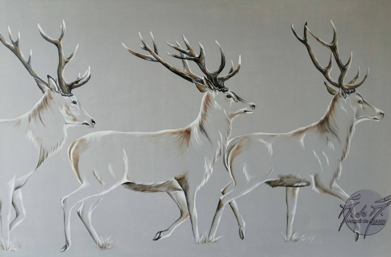 Cerfs au trot en transparence